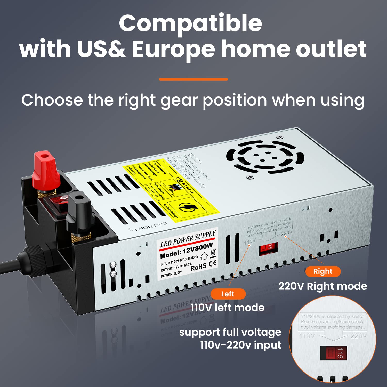 DENFIX Denfix SMPS 110V AC to 12V DC Converter Power Supply Adapter Switch Transformer Max 50A 600W (with Switch)