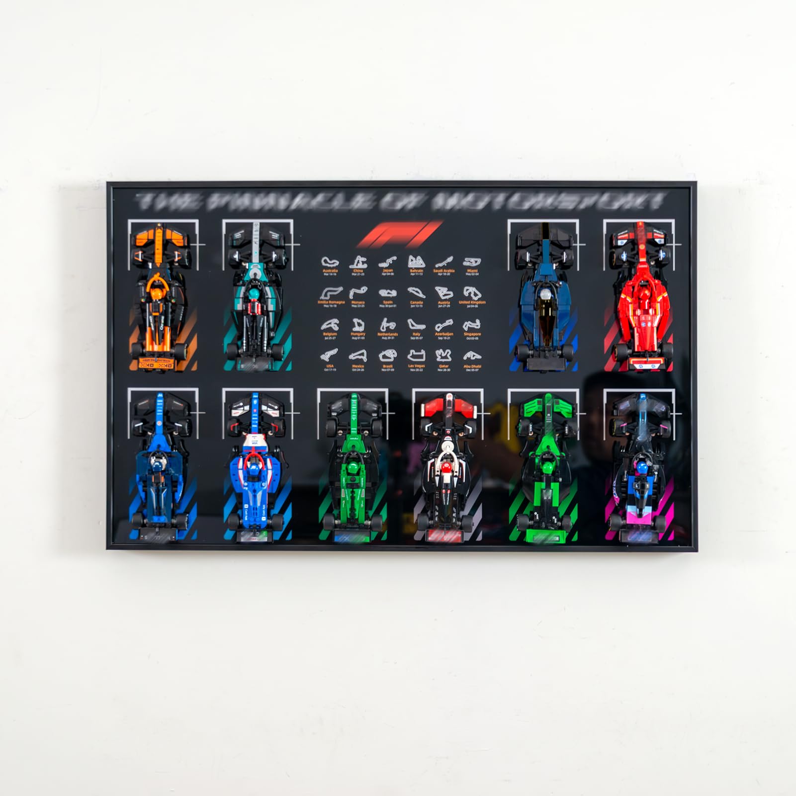icuanuty Display Wallboard Compatible with Lego F1 Speed Champions 10 Cars Wall Mount Display Frame(Sets 77242-77251), Space-Saving Mount for Home or Office (Models Not Included!) — image 1