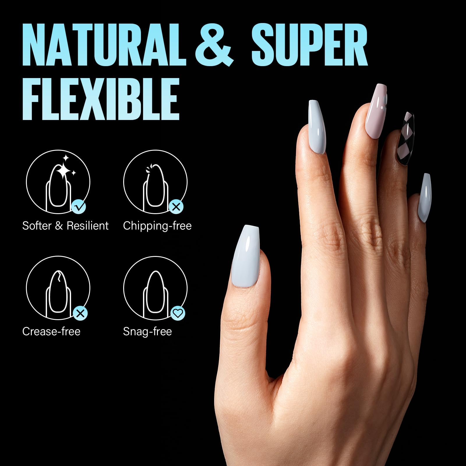 TOMICCA Medium Coffin Nail Tips, 240Pcs Half Matte Soft Acrylic Nail Tips, 12 Sizes Acrylic False Nail Tips, Nail Extension Tips for Beginner and Professional Home Diy - Image 3