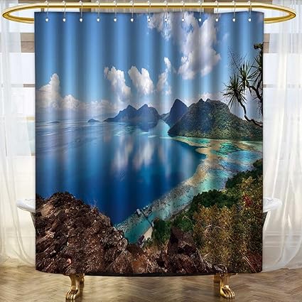 Amazon Com Socomimi Modern Decor Shower Curtain Scenery On Top Of