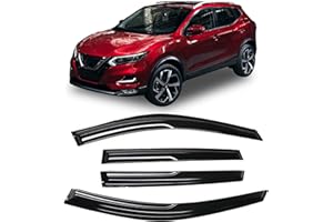 Arokzn 94827 Tape-On Dark Tinted Side Window Visor Deflectors Vent Rain Guards Designed for Nissan Rogue S SV SL 2014 2015 2016 2017 2018 2019 2020