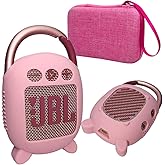 JCHPINE Hard Carrying Case and Silicone Cover for JBL Clip 4 Portable Bluetooth Speaker, Protective Travel Case Storage for JBL Clip 4 Speaker Accessories (Pink)