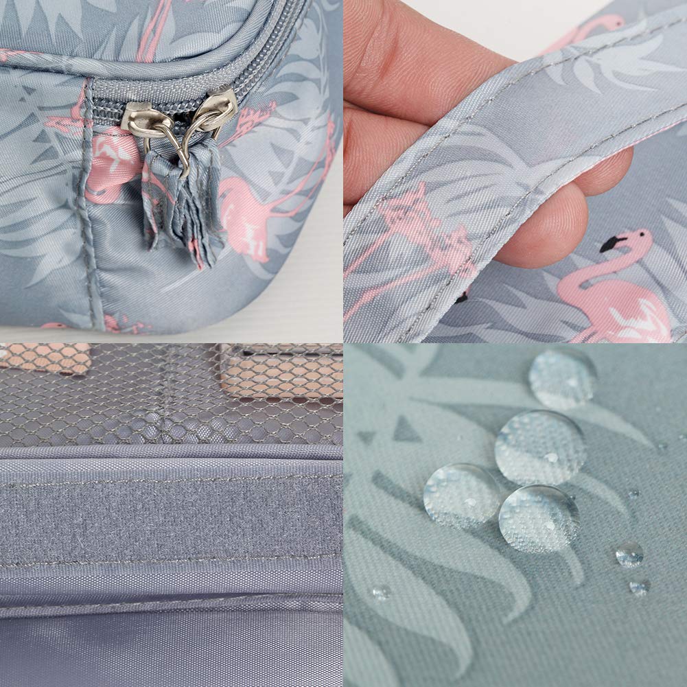 Hanging Flamingo Toiletry Bag Multifunction Cosmetic Makeup Bag Waterproof Travel Organizer with Sturdy Hook
