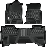 AUTOBULL Floor Mats Compatible with Chevrolet Silverado & GMC Sierra 1500 Double Cab 2014-2018, All Weather TPE Floor Liners, Custom Fit Car mats, 1st & 2nd Row, Black