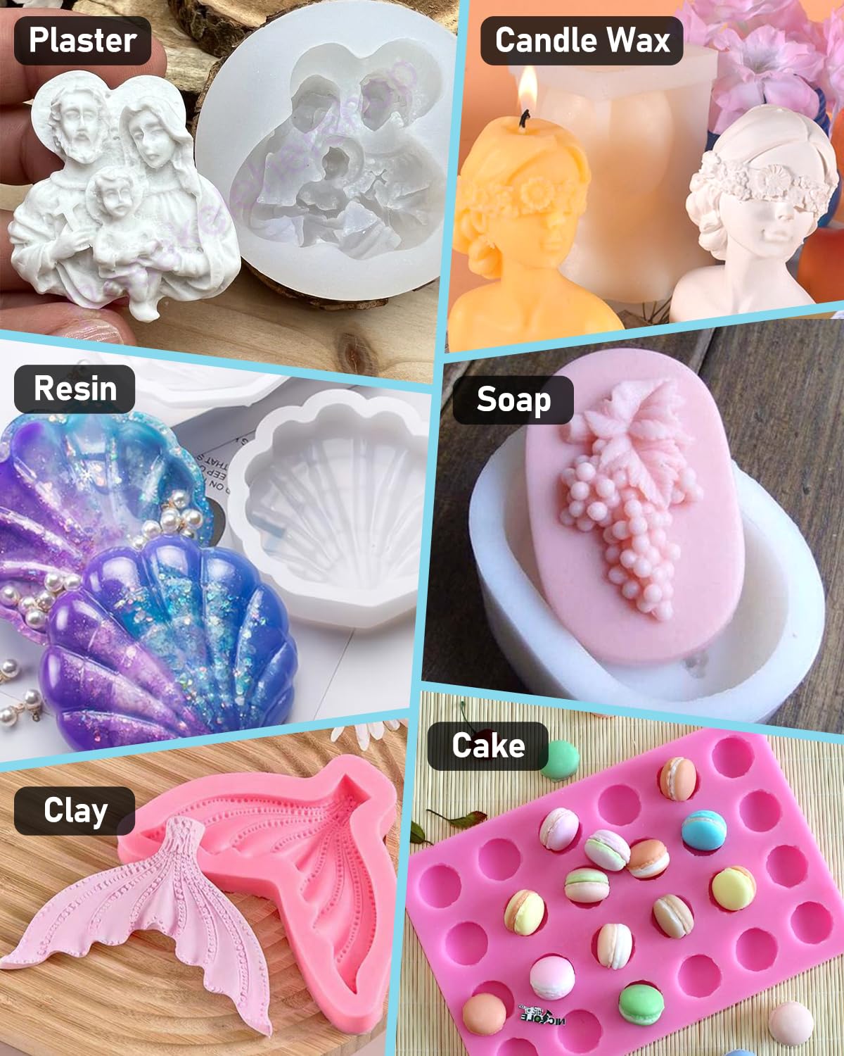 Nicpro 90oz Silicone Mold Making Kit, 15A Platinum Liquid Silicone Rubber, Flexible Silicone Molds Maker Mix Ratio 1:1 for Casting 3D Resins Candle Soap Molds DIY with 12 Mica Powder, Mixing Cups