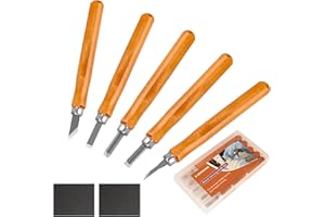 K KERNOWO Wood Carving Tools, 7Pcs Wood Carving Knife Kit Carbon Steel, Wood Chisels Set for Pumpkins Soap Sculpture Carving DIY (5 Styles)