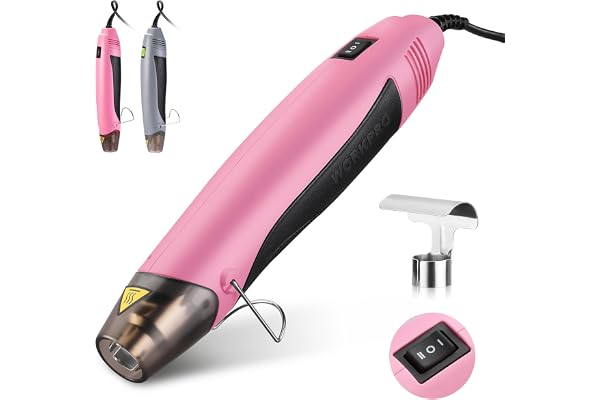 WORKPRO Mini Heat Gun, 400W Hot Air Gun with Reflector Nozzle, 2 Temp Settings 482℉(250℃)/842℉(450℃) and 5.9ft Long Cable Ove