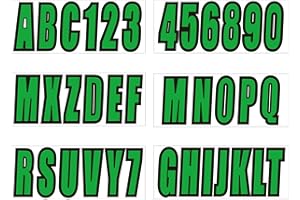 UPLUMARINE 4 Sets 3" Registration Numbers and Letters Sticker Decal Kit for Fishing Pontoon Boats Personal Watercraft Jet Skis Sea-Doos Solid Green