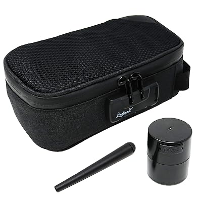 Stash Bag &ndash; 8.5&rdquo; x 4.5" Sidekick Smell Proof Case + Airtight Jar + Smell-Proof Tube - Lionhead (Black)