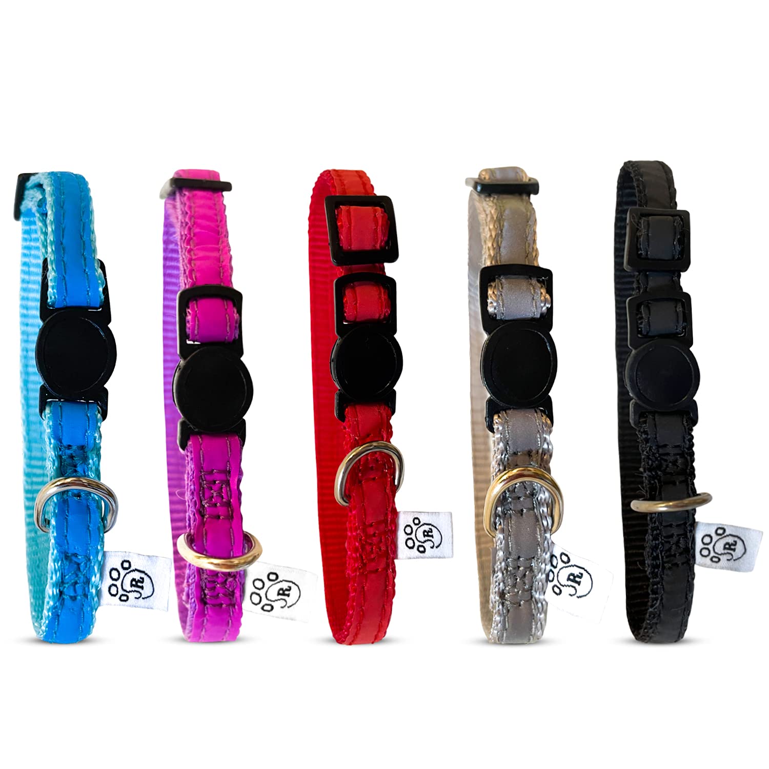 Responsible Owner Quick Release Reflective Adjustable Cat Collars - Color-Matched Strip
