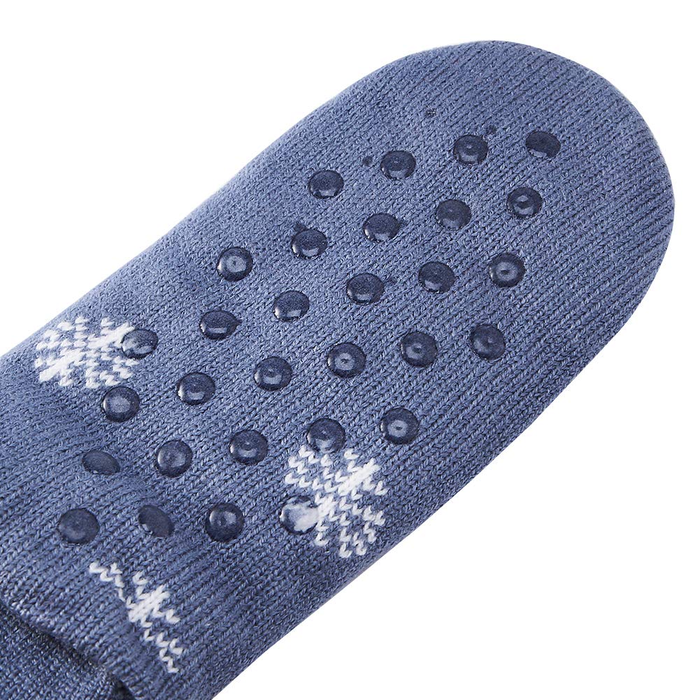 Spreadhoodie Hüttenschuhe Socken für Herren Damen Bunte Warme Kuschelsocken Wintersocken Weihnachtsmann Weihnachten mit Anti Rutsch Noppen Blau