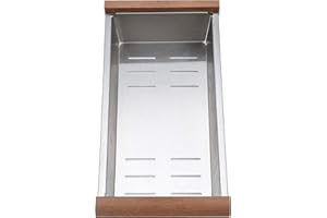 STARSTAR Stainless Steel Colander For Workstation Kitchen Sink (Wood Cover, 16.8 W - 8 L)