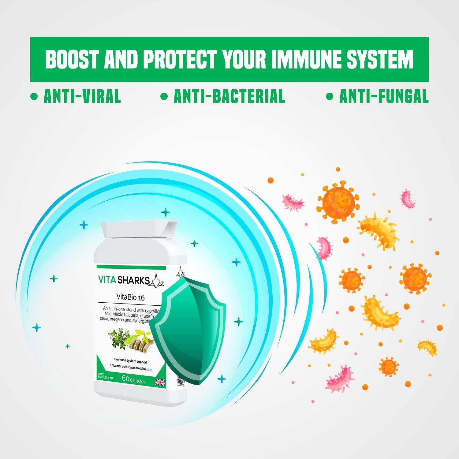 VitaBio 16 Bowel & Colon Cleansing. Natural Digestive Health, Vegan Gut & Immune Support. Kosher Detox & Cleanse. Anti-Viral - Image 4