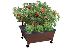 Emsco Group 2345 City Raised Bed Grow Box – Self Watering and Improved Aeration – Mobile Unit with Casters-Brown Picker