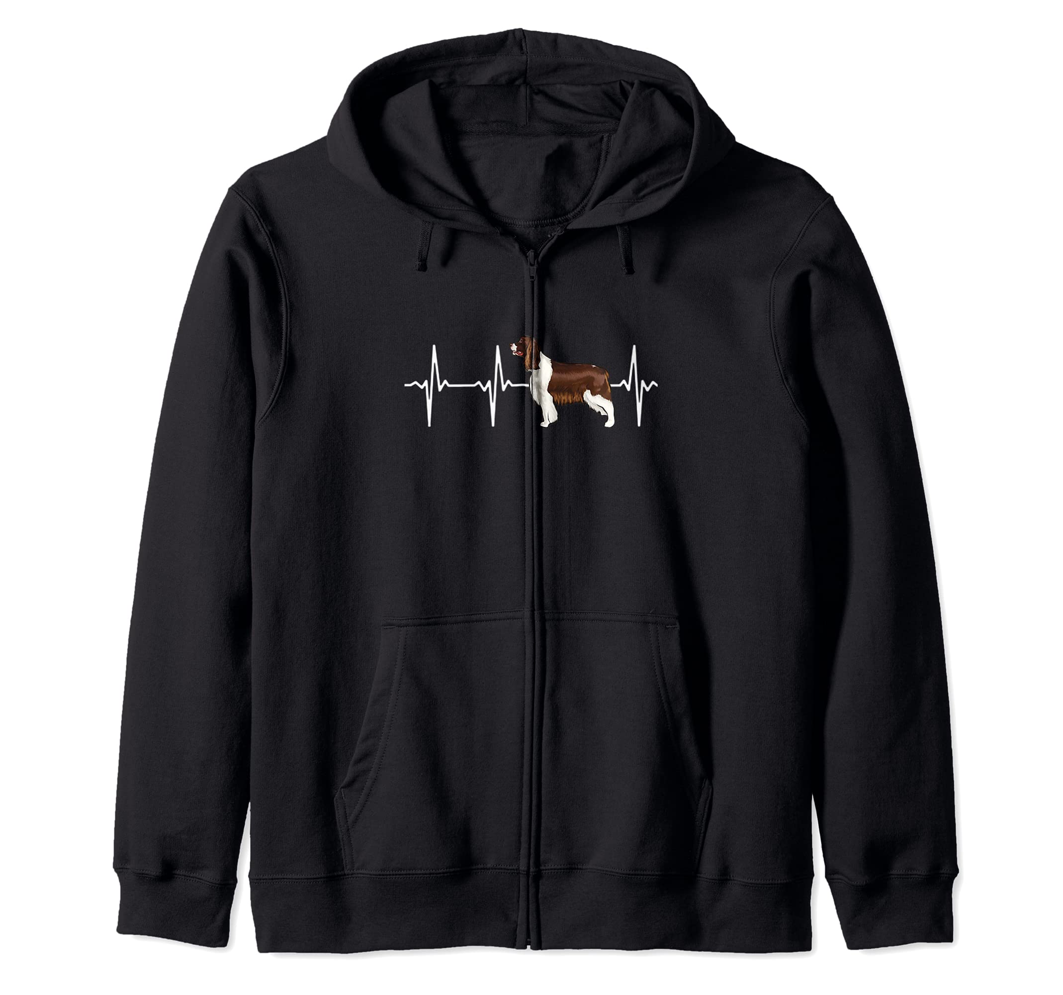 English Springer Spaniel Heartbeat Love My Dog Zip Hoodie