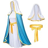 Irtysh Women Virgin Mary Costume Biblical Christmas Masquerade Dress Robe 3Pcs Set