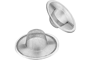 ARTIOHIPO 2pcs Heavy Duty Stainless Steel Slop Basket Filter Trap, 2.75" Top / 1" Mesh Metal Sink Strainer, Perfect for Kitchen Sink/Bathroom Bathtub Wash Basin Floor Shower Drain Balcony Drain Hole, Utility