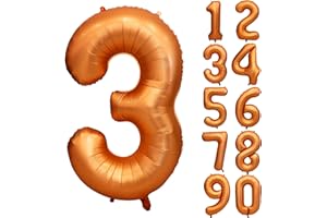40 inch Orange Number Balloon Number 3 Balloons Giant Foil Helium Balloons for 3rd Birthday Party Decorations