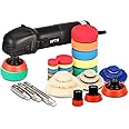 SPTA Mini Polishing Machine Buffer Rotary Polisher Auto Detailing Superpolish with 27Pcs Detail Polishing Pad Mix Size Kit Bu