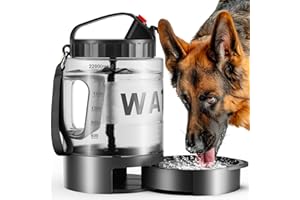 PETDOTT 77oz Portable Dog Water Bottle, Camping Essentials, Large Travel Bottle with Pull-Out Drinking Bowl, Portable Beach Accessories, Car Water Container for Dogs, BPA Free - Black