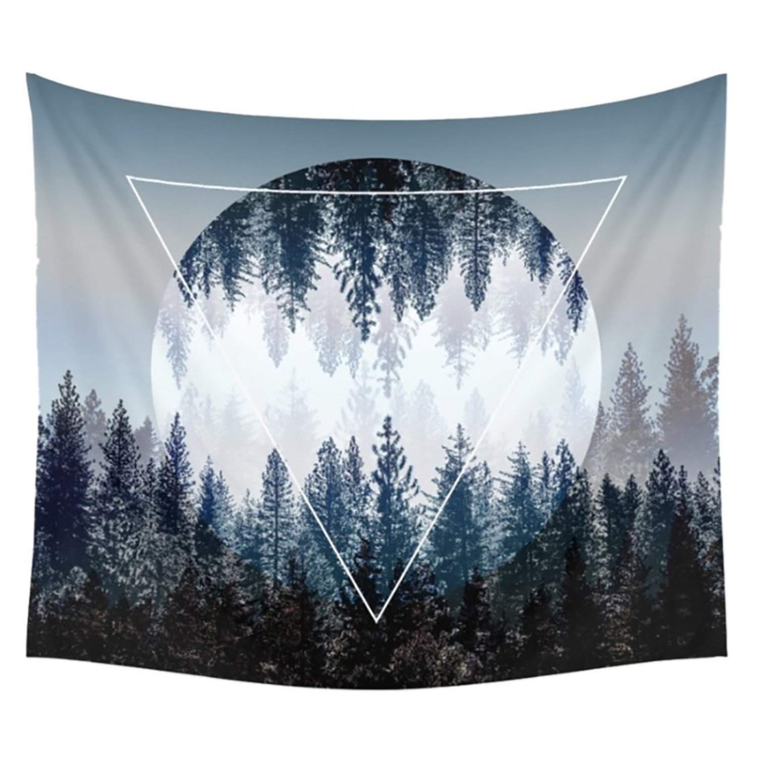 Sunset Forest Tapestry Wall Hanging, Wall Decor Tapestry with Inverted Triangle Pattern Art Nature Home Decorations for Living Room Bedroom Dorm Decor