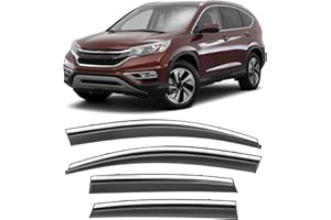 HOPE YOU READY Shatterproof Taped-On Window Deflectors for Honda CR-V 2012-2016 with Chrome Trim, Rain Guards, Window Visors for Car, Vent Deflector, 4pcs