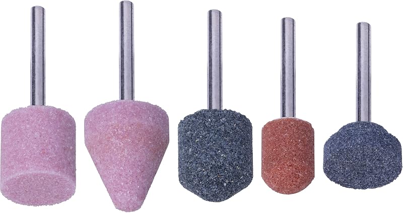 Wolfcraft Mounted Stone Set 5 Pcs 2142000 Aluminium Oxide Grinding Deburring