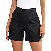 luvamia Cargo Shorts for Women Trendy High Waisted Casual Summer Knit Elastic Back 5 Inch Inseam Mid Thigh Chino Shorts