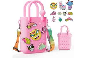 MuheDawn Mini silicone beach bag with adjustable shoulder strap and perforated handbag, cute handbag for little girls