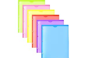 WOT I Heavy Duty Plastic Folders with Clear Front Pockets - 6PCS, Extra Thick Folders with Pockets and Holes for Binders, Pocket Folders with Card Slot for Letter Size Paper Assorted Colors
