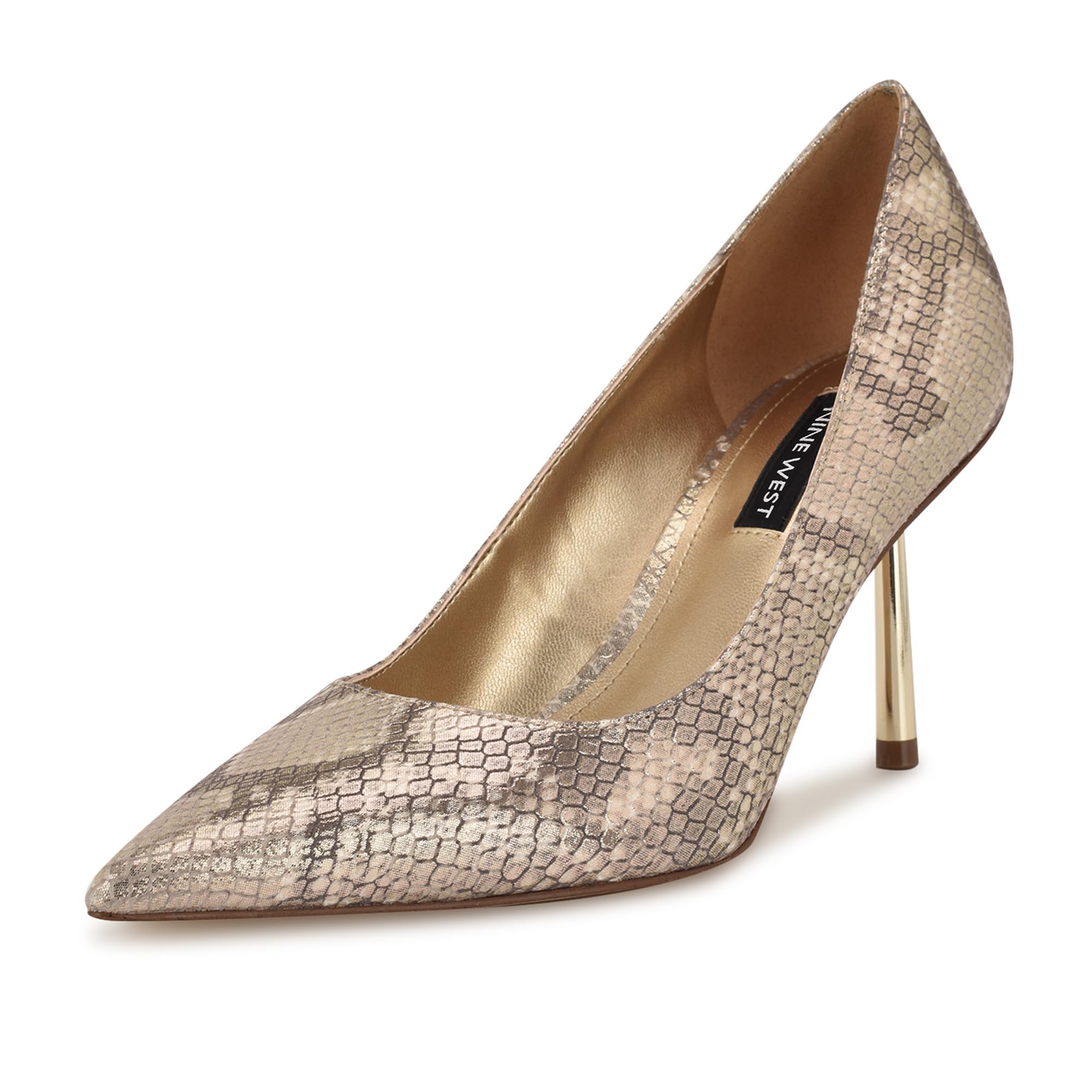 Nine West Women’s Deonne Pump, Gold Snake Multi 710, 9.5