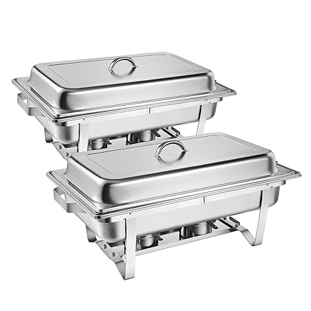 Zelsius Chafing Dish Profi Set Toulouse, 2X Edelstahl Warmhaltebehälter, 15-TLG Speisewärmer, Wärmebehälter, Rechaud, Chafing