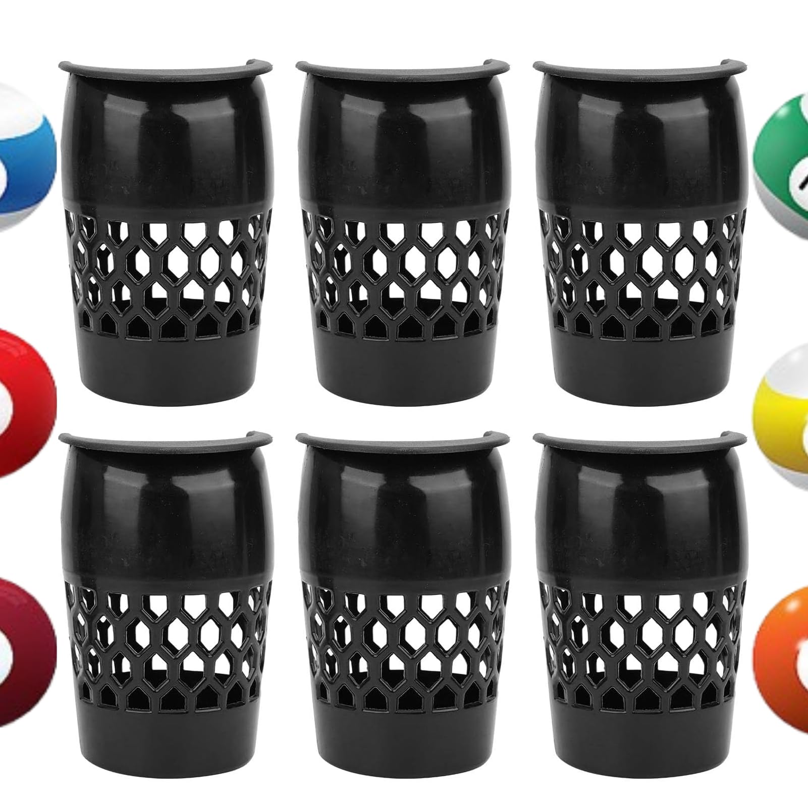 Photo 1 of HERCHR 6pcs Billiard Pockets Plastic Billiard Pool Table Pockets Billiards net Bag Pool Table Pockets Web Pocket Billiard Pool Table Accessories