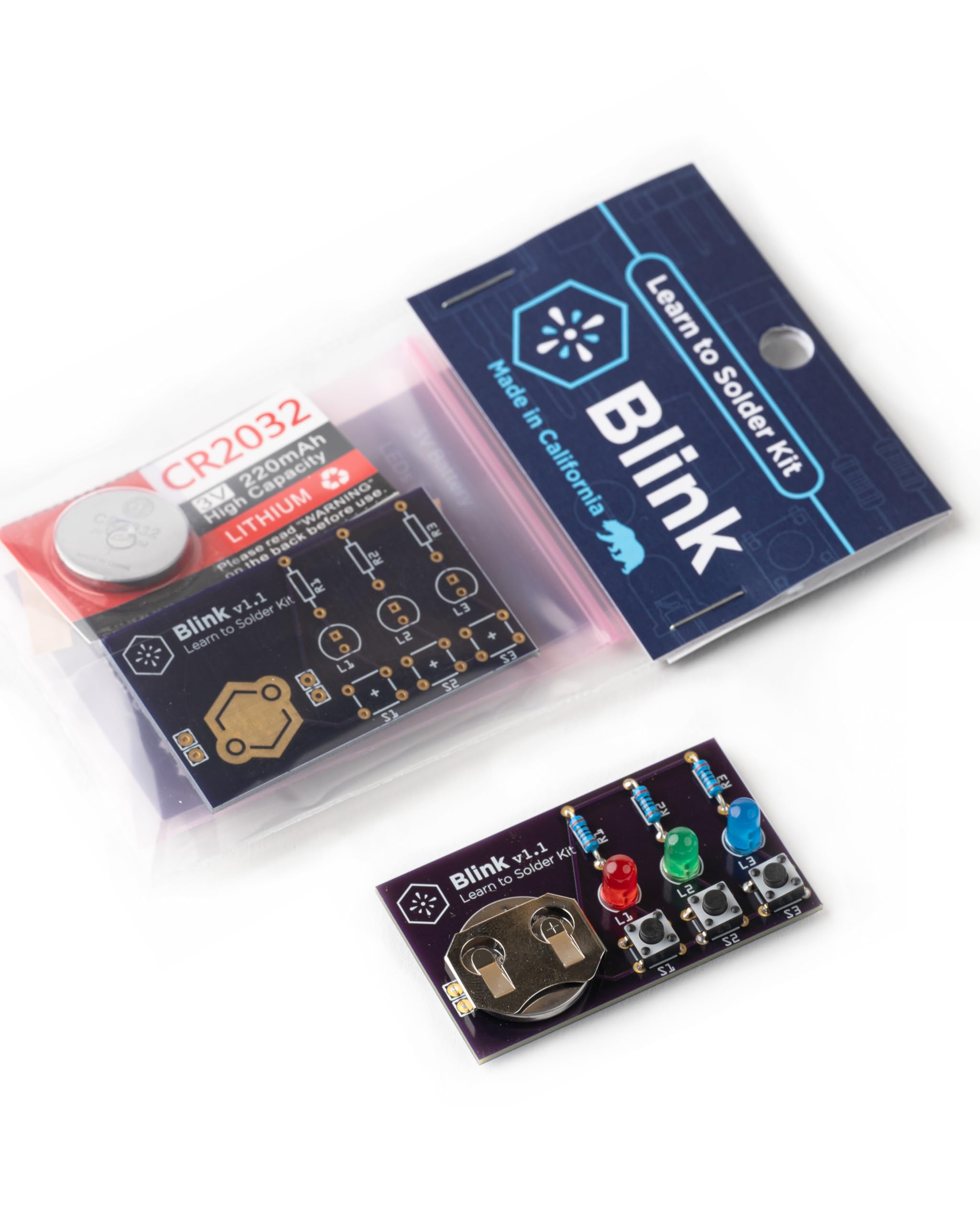 Blink LED Soldering Kit | DIY Electronics Projects for Beginners | Practice for STEM Classes & Events | Science Project Electronic Light Circuit Boards with Battery