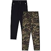 TONY HAWK Boys Fleece Jogger Sweatpants with Zipper Pockets 2-Pack Pull on Pants for Kids