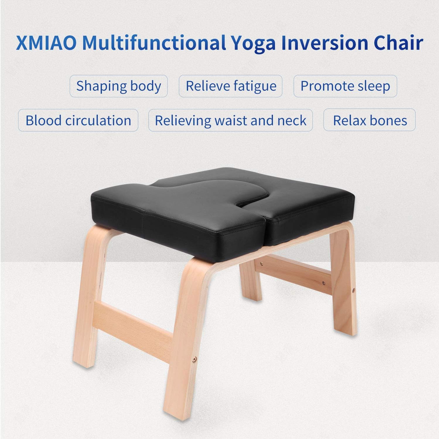 XMIAO Yoga Headstand Bench, Multifunctional Yoga Inversion Chair with Solid Wood Frame, Yoga Headstand Stool Idea for Workout, Fitness and Gym Relieve Fatigue and Body Building (Black) : Sports & Outdoors