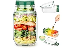 Salad Pod Container with Side Opening, Portable Vertical layered Salad Pod, Leak-Proof Salads jars With Dressing Case, Suitab