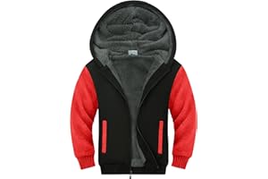 Ceoutdoor Fleece Jacket for Boys Sherpa Lined Hoodie Zip Up Sweatshirts Teenage Kids Winter Warm Coat Outwear, Size 6-15