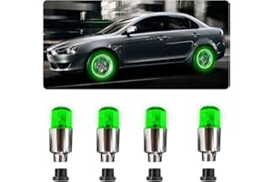 Suvnie 4 PCS LED Tire Valve Lights, Waterproof Light up Air Neon Bicycle Motorcycle Tyre Valve Flash Lights, Bike Truck Golf Cart Wheel Assemblies Lamp, Exterior Car Accessories (Green)