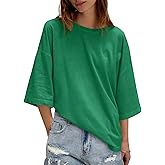 UNCLECAT Womens Oversized Half Sleeve T Shirts Summer Tops Trendy Crew Neck Loose Fit Workout Tee Clothes