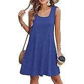 elescat Sundresses for Women Casual Loose Summer Dresses Sleeveless U Neck Tank Dress with Pockets