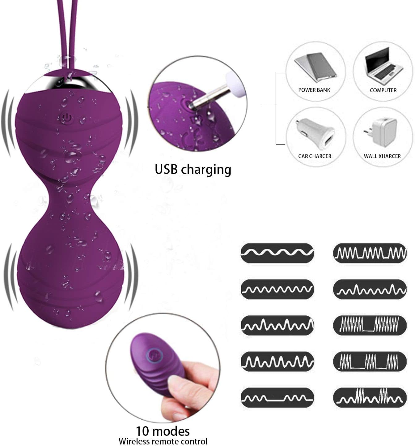 Kegel Balls Exercise Weights for Women -2 in 1 Ben Wa Kegel Exercise Balls Kits for Beginner & Advanced Tightening Pleasure, Remote Controlled Pelvic Floor Kegel Trainer Device for Bladder Control: Health & Personal Care