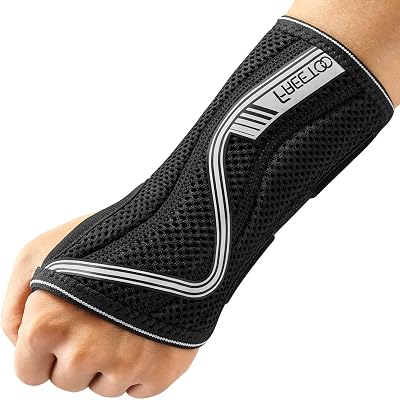 FREETOO S-Shaped Wrist Support Arthritis Carpal Tunnel Night Brace Gray Medium