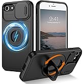 BENTOBEN for Magnetic iPhone SE Case 2022/2020, iPhone 7/8 Case [Compatible with Magsafe] Kickstand Ring Holder Translucent Design Shockproof Protective Bumper Girls Women Boys Men Magnet Cover, Black