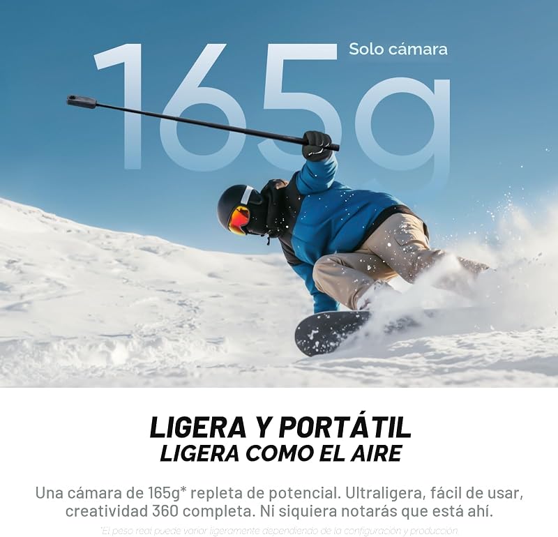 X4 Air Graphite Black Beginner's Pack - Câmara de 165 g com resolução 8K e 360°, Efeito Invisible Selfie Stick, Lentes Substituíveis, Gravação Primeiro e Enquadramento Depois, À Prova de Vento