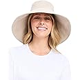 Solbari Women’s Ultra-Wide Cotton Linen Sun Hat UPF 50+, Packable, Adjustable with Ponytail Hole for Travel, Beach & Outdoors