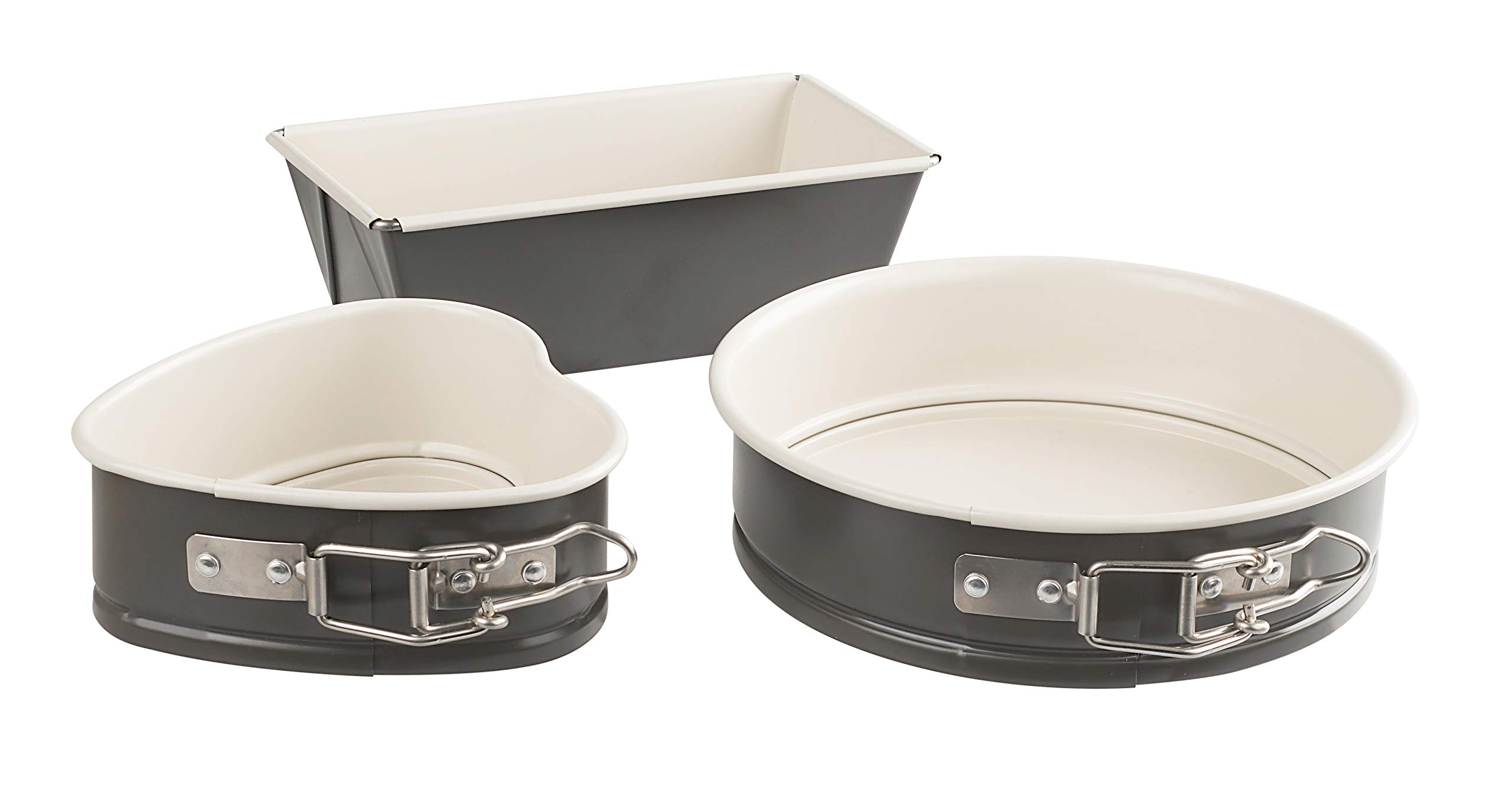 Dr. Oetker 4535 Exclusive Mini Baking Mould Set with Ceramic Reinforced Non-Stick Coating Cake Moulds for Various and Tasty Cakes (Colour: Grey/Brown/Cream) Quantity: 1 x Set of 3