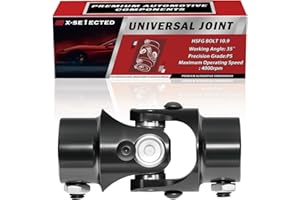 X-se1ected Single Steering Shaft Universal U Joint 3/4" Round x 3/4" Smooth Round Black,Working Angle 35°Degree