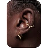 BodyBonita Spike 16G Septum Rings - 316L Stainless Steel Nose Rings Hoops for Women Men Helix Piercing Jewelry Tragus Daith Conch Cartilage Hoop Earring 14K Gold Plated/Silver 8 mm/10 mm