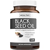 Black Seed Oil - 120 Softgel Capsules Skin Health (Non-GMO & Vegan) Cold-Pressed Nigella Sativa Producing Pure Black Cumin Seed Oil with Vitamin E - 500mg Each, 1000mg Per 2 Capsule Serving